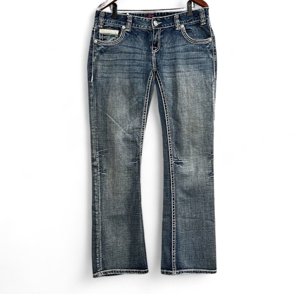 Rock & Roll Cowgirl Riding Jeans Womens 31 X 32.5* Low Rise Boot Western Denim